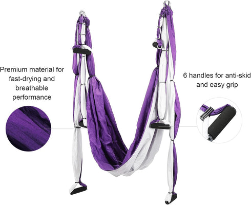ZELUS Aerial Yoga Swing Sling Kit Set with 2 Extensions Straps and Ceiling Mounting Equipment