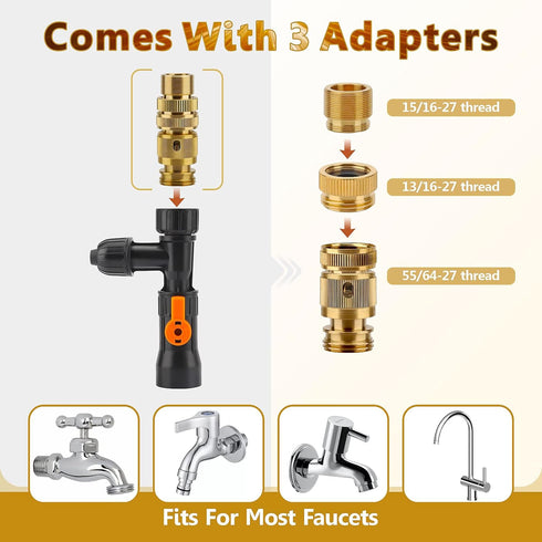 hygger Bucket-Free Aquarium Water Change Kit, Metal Faucet Connector with Long Hose 33FT