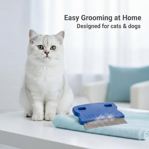 Set Pack 2 Pets&Goods Tear Stain & Flea Remover Comb for Dogs & Cats Stainless Steel Eye Grooming Tool for Stains