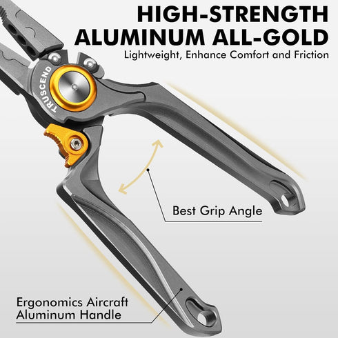 TRUSCEND Lockable Handy Fishing Pliers, Ergonomical Handle, Corrosion Resistant Fishing Tool