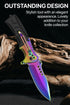 Grand Way Pocket Knife, Rainbow EDC USMC Jack Folding Knife, Best Camping Survival Gear, Gifts for Men 0208 BR
