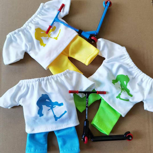 HERAON Set Interactive Finger Scooter Clothes Stunt Fingertip Pants T-Shirt Toy Skates Scooter Fingerboard Accessories