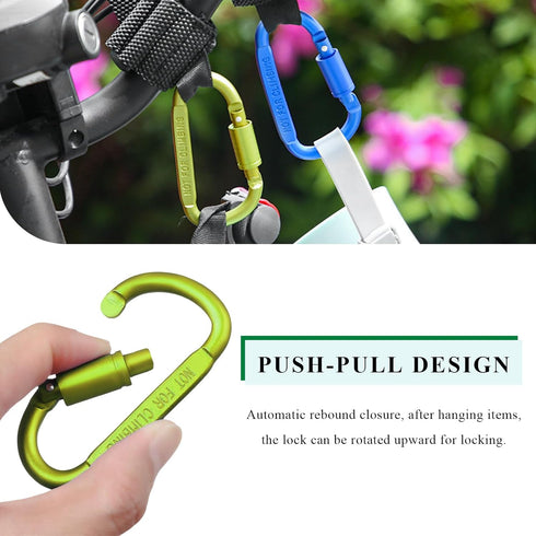 Sbulhia 2PCS Headsets Hook for Hanging Helmet Goggle Bags, Heavy Duty Carabiner Clip, Adjustable Strap Hook for Scooter