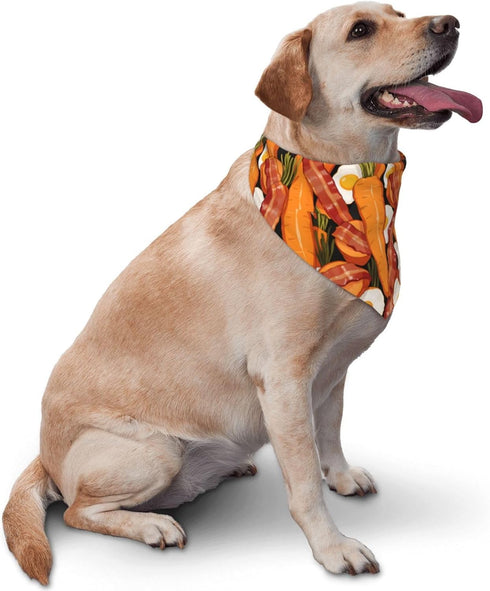Generic Carrot Egg& Bacon Medley Pet Triangle Bandana for Dogs Cats, Polyester Pet Scarf Fashion Pet Decoration