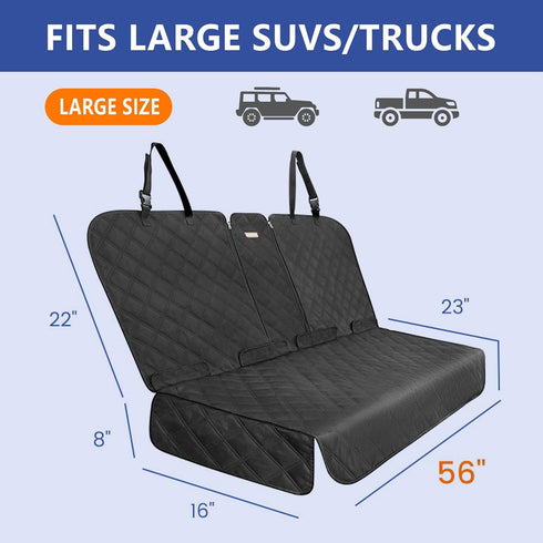 900D ALLANSING Back Seat Cover for Large SUVs/Trucks Rear Split Bench - Heavy-Duty Waterproof Non-Slip Car Seat