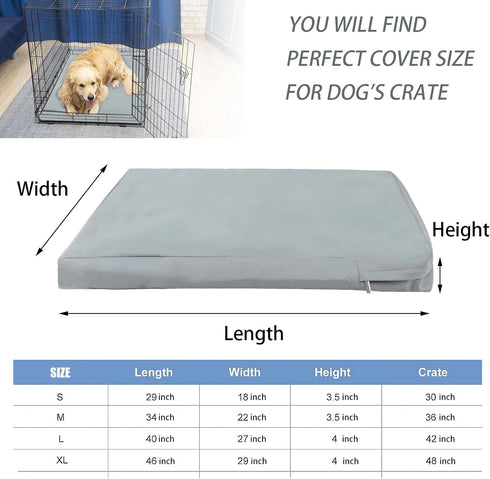 Waterproof Dog Bed Cover with Zipper - Oxford Dog Crate Pad Cover, Washable Replacement for Hair Removal (Gray #1,
