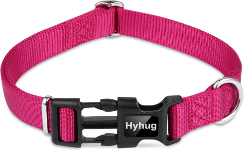 Hyhug Pets Solid Color Classic Regular Heavy Duty Basic Collar for Small Dogs, Unique Design Adjustment Triglide Slide