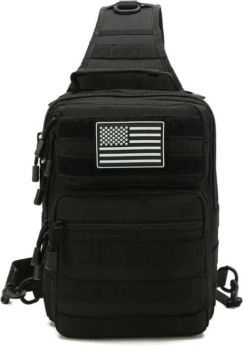 Backpack Pack Pack Tactical Sling Bag for men,Shoulder Molle Assault Range Bags Chest Day Diaper Bag (Black)