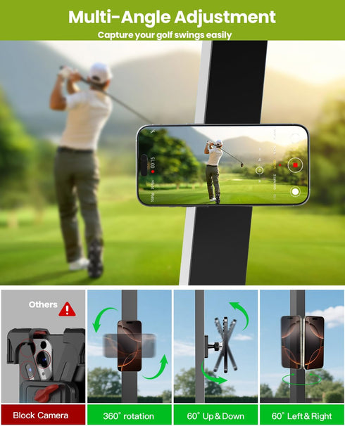 GiantHope 360 2026 Magnetic Golf Cart Phone Holder, Golf Accessories Gifts for Men Dad Husband Unique, Rotation Phone