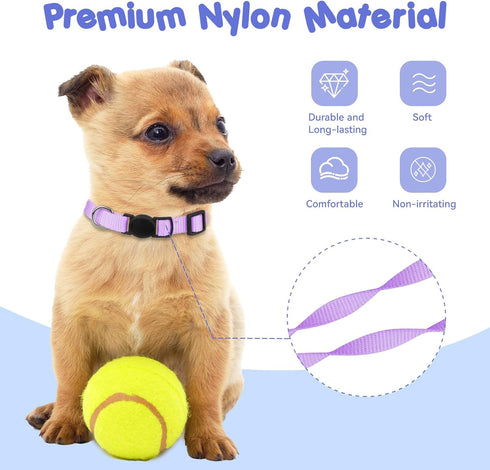Puppy Collars for Litter - Soft Nylon Safety Whelping Litter Collar for Newborn Pets with Record Keeping Charts (12pcs,