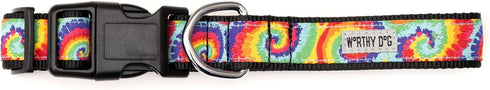 The Worthy Dog Kaleidoscope Stylish & Durable Dog Collars, Adjustable and Comfortable Nylon Pets Collar with Strong Quick Release Buckle - Medium, Multicolored