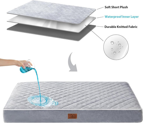 WNPETHOME Orthopedic Dog Beds for Large Dogs - Extra Large Waterproof Bed with Removable Cover & Anti-Slip Bottom