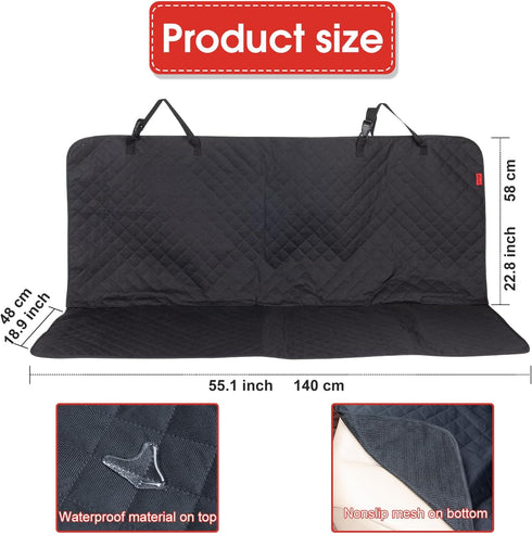 Kaiphy 4 Waterproof Dog Car Seat Cover for Back Seat, Non-Slip & Universal Fit for SUV, Car, Truck with Safety Belt