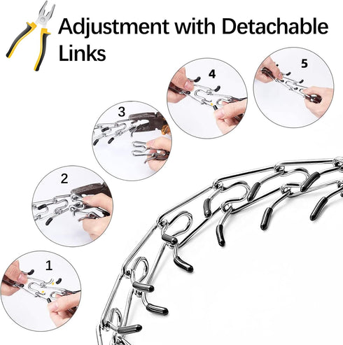 Dog Prong Collar with Quick Release Buckle, Adjustable No Pull Choke Collar for Middle Large Dog Training