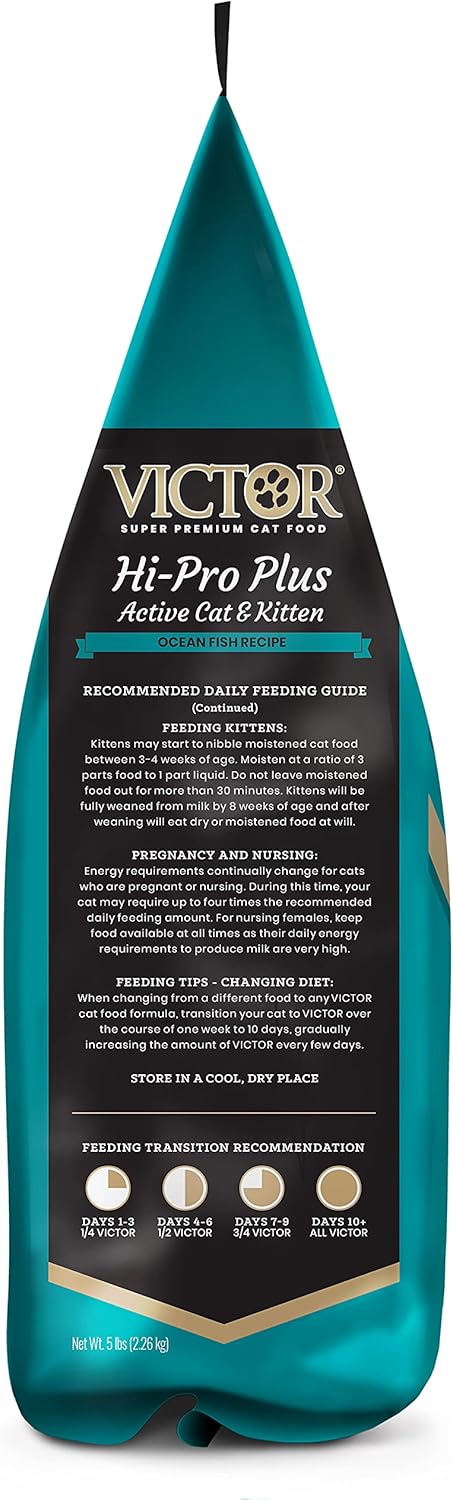 Victor Super Premium Cat Food – Hi-Pro Plus Active Cat and Kitten – Dry Cat Food for Active Cats, All Breeds, All Life