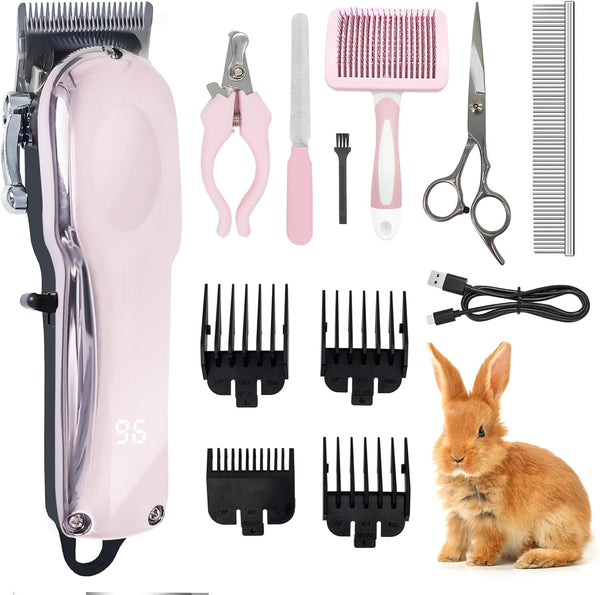 Nevixtal Rabbit Clippers for Grooming for Thick Heavy Coats,Quiet Cordless,Rechargeable,LED Display,High Power Professional