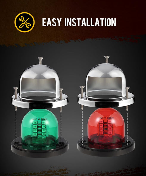 2Pcs Sailboat IP67 12V Partsam Marine Boat LED Bow Navigation Lights, Red Green Deck Port Side Starboard Sailing Signal