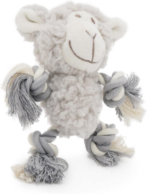 Senior Mini Fleece Dog Toy - Calming Lavender with Rope Arms/Legs, Grey, 15cm x 15cm for Senior Dogs