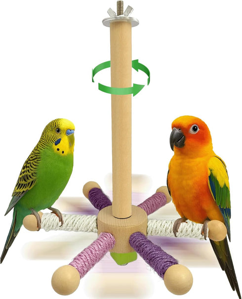 Rotating Bird Perch Toy Fun Spinning Cage Stand for Parakeet, Budgie, Lovebird,