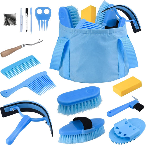 Horse Grooming Kit, 13-Piece Horse Brush Set with Organizer Bag Complete Care,