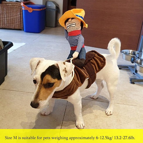 SEIS Pet Riding Costume Novelty Pet Supplies Cowboy Rider Horse Riding Designed Dog Apparel Party Clothing Halloween (M)