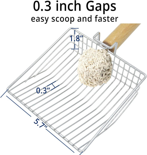 Stainless Steel Cat Litter Scoop with Holder Stand, Heavy Duty and Easy to Clean