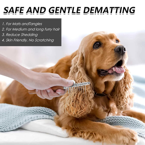 3pc Large Slicker Brush for Dogs - Long Pin Deshedding Brush for Mats & Shedding on Long Haired Dogs, Doodles, Poodles