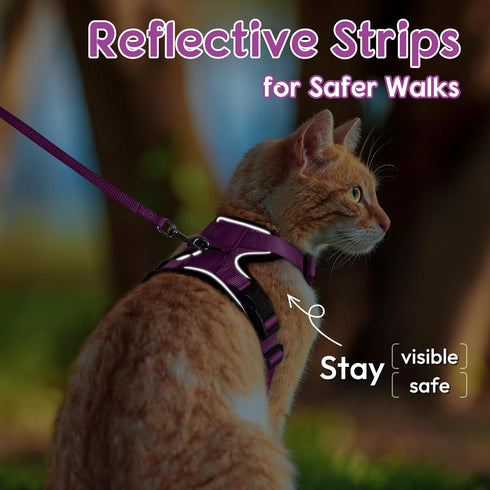 Dooradar Cat Harness and Leash Set, Adjustable Escape Proof Kitten Vest Harness for Walking, Soft Breathable Mesh,