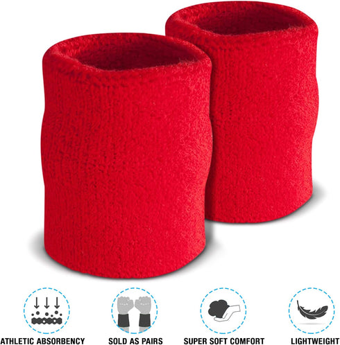 Suddora Arm Sweatbands, Absorbent and Breathable Thick Cotton Bands for Gymnastics, Basketball, and Football