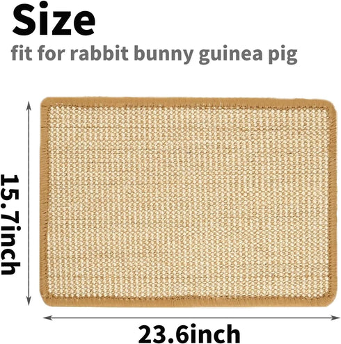 (4Pcs, 23.6 15.7 inches) PODOO Bunny Scratch Pads, Sisal Rabbit Scratching Pad, Natural Rabbit Resting Mats for Cages