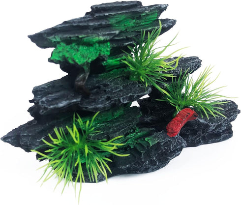 J-star Medium Fish Tank Decorations, Aquarium Decor Rock Mountain View, Landscape Ornament Rock Resin Decoration by J-star