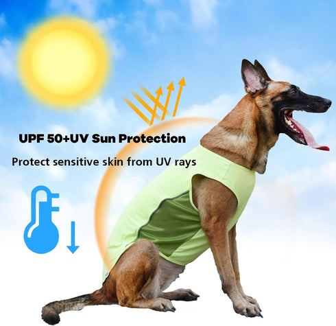 UPF 50+ Sun Protection Sports Fan Pet T-Shirts,Quick-Dry Soft Dog Clothes for Large Breed Dogs Boy Girl, Breathable Dog Tshirts with Reflective Strip Dog Vest Pet Apparel