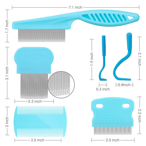 Cat & Dog Grooming Set, Fine Tooth Comb for Removing Dandruff Flakes & Hair in Blue