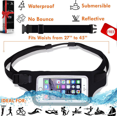 Ultimate Waterproof Running Swimming Belt, Phone & Essentials Holder for Gym, Beach, Kayaking, IPX8 Rated Pouch