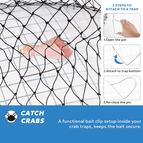 4.5" Stainless Steel Bait Pin Combo for Rigging Bait in Crab Trap, Silver