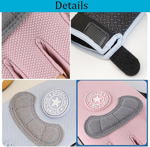 OVOY 4-12 Breathable Fingerless Workout Gym Gloves for Kids T - Anti-Slip and Durable Exercise Gloves