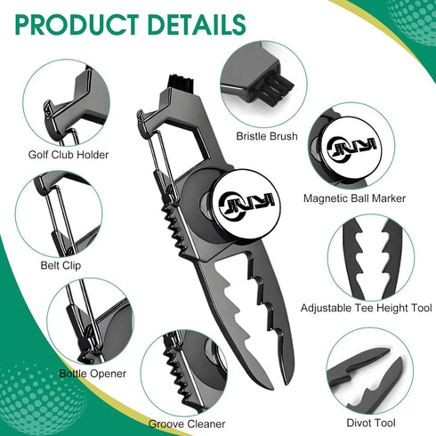 JIUYIBC 6 Golf Divot Tool with Magnetic Ball Marker, and Tee Height Adjuster, Golf Tees, Funny Golf Accessories, Golf