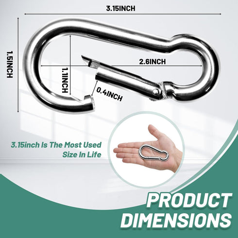 3.1&4 Inch 1000lbs, 2&4&8Pack Hammock Pixel Panda Heavy Duty Carabiner Clips Load Large Snap Hooks for Gym, Outdoor