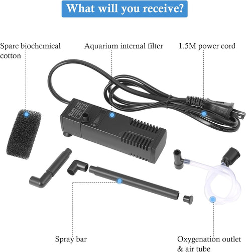 FEDOUR Submersible Internal Aquarium Filter with Water Pump for Fish Tank up to 35 Gallon (1-10 Gallon)