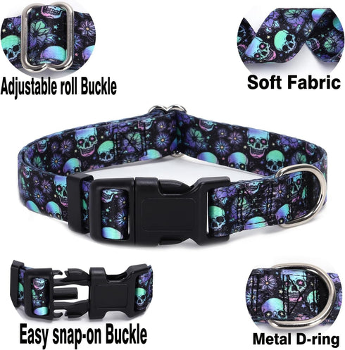 Adjustable Dog Collars for Large Dogs, Cute Blue Stripes Design for Boys, Soft Pet Collar for XS Small Medium Large