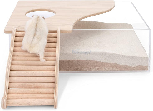 Niteangel Hamster Climbing Toy - Wooden Ladder Bridge for Hamsters, Gerbils, Mice, and Small Animals (Small - 6.3'' L)