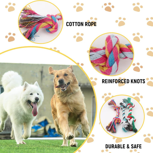 60 Pcs Multi Color Knot Rope Dog Chew Toys | Puppy Tug of War Toy for Small and Medium Dogs
