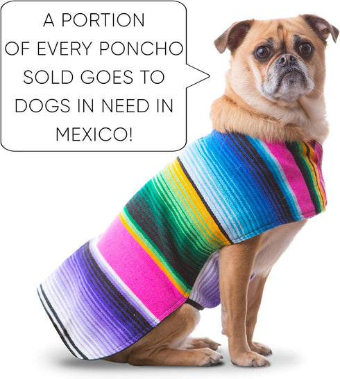 Handmade Dog Poncho for Chihuahua - Cinco De Mayo Costume from Authentic Mexican Blanket (Pink, XXS)