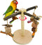 Rotating Bird Perch Stand Toy Natural Wooden Parakeet Toys with Edible Chew