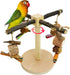 Rotating Bird Perch Stand Toy Natural Wooden Parakeet Toys with Edible Chew