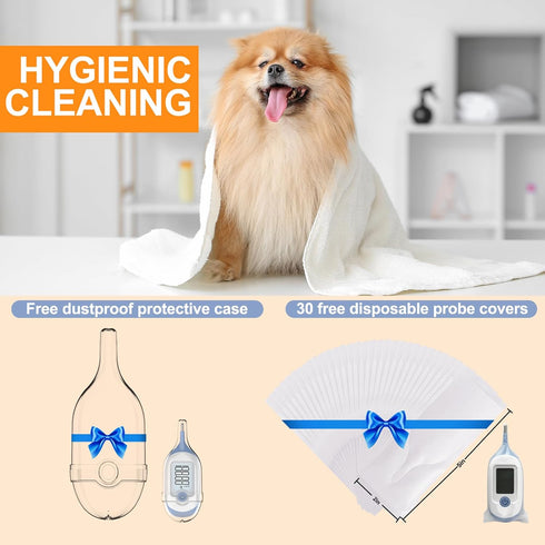 Flexible,10-Sec Cats,30 Pet Thermometer, Friendly Short Probe,Comfort Reading, Rectal Thermometer for Dogs Probe Covers