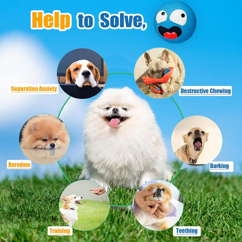 Squeaky Dog Toy for Small Dogs, Rubber Latex Puppy Toys, Soft Smile Face Squeaky Balls for Mini, Small Breeds