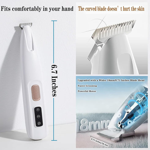 Cofiabby Trimmer 2 Electric Paw for Dogs & Cats - Quiet Rechargeable Clipper with LED Light, Wide Blades, Waterproof