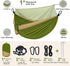 Portable Camping Hammock with Net, Lightweight Double Hammocks with Tree Straps, Parachute Nylon for Hiking Green&Khaki