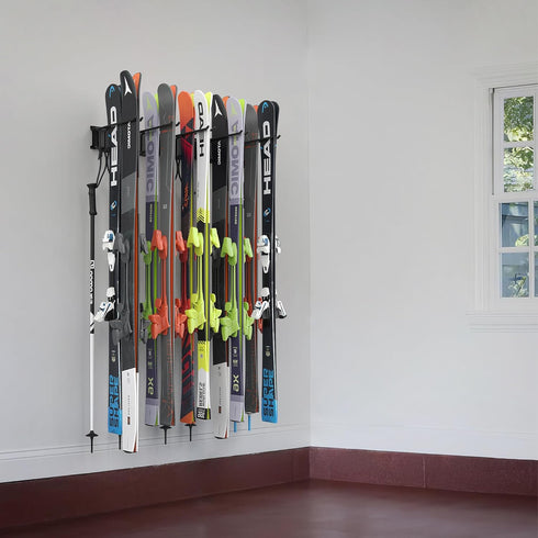 Ultrawall Ski Rack for Wall Mounted Storage, 10 Pairs of Skis Holder, Garage Organizer System, Holds Up to 300lbs